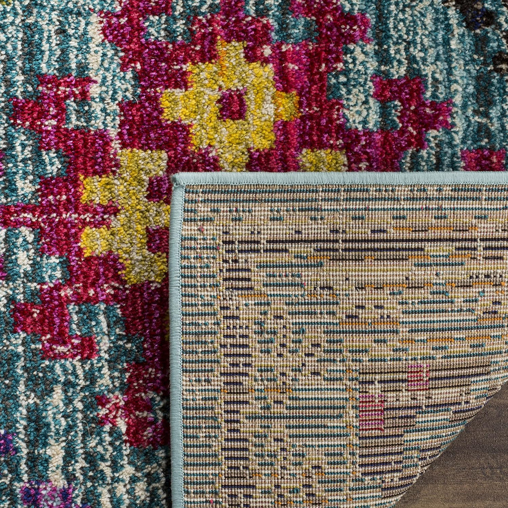 Monaco Collection Accent Rug - 4' x 5'7", Blue & Multi, Boho Diamond Trellis Design, Non-Shedding & Easy Care, Ideal
