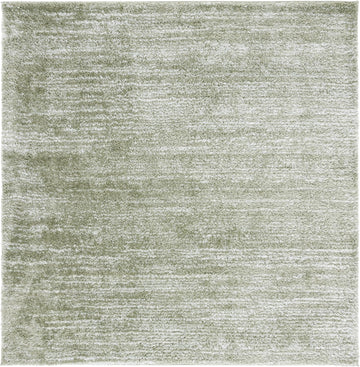 Tahoe Shag Collection Area Rug - 5' Square, Sage/Ivory, Geometric Design, Plush 1.2 Inch Thick Ideal for High Traffic