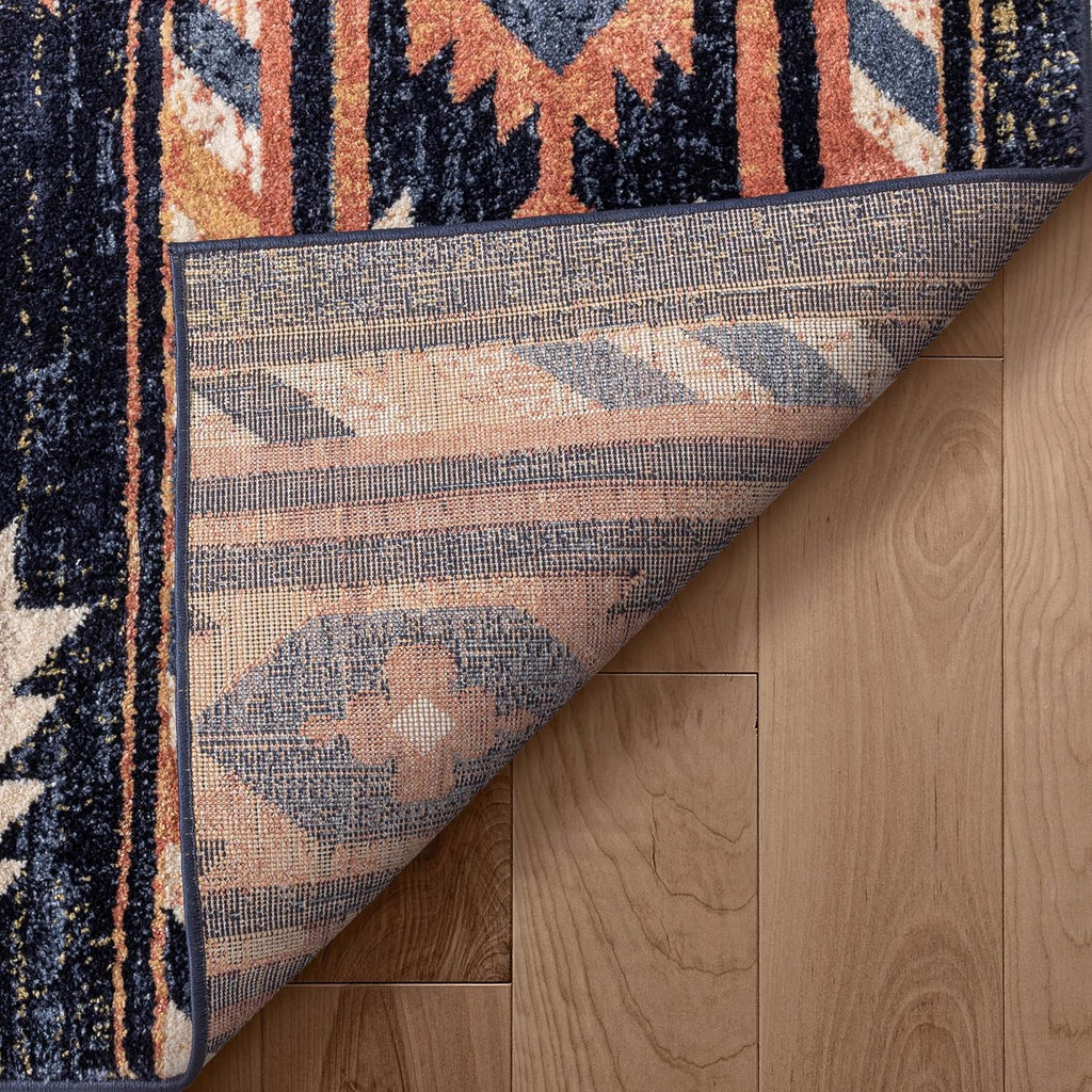 Lizette Dark Blue Traditional Medallion Area Rug