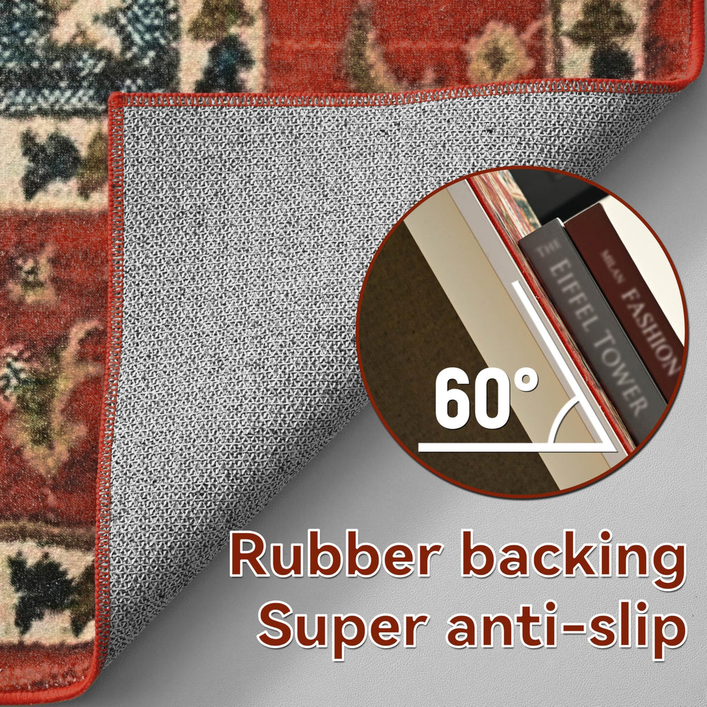 2x6 Rug Runners s, Non Slip Kitchen Washable Long Runner Rugs, Soft Floral Vintage Carpet Runner Bedroom Bathroom