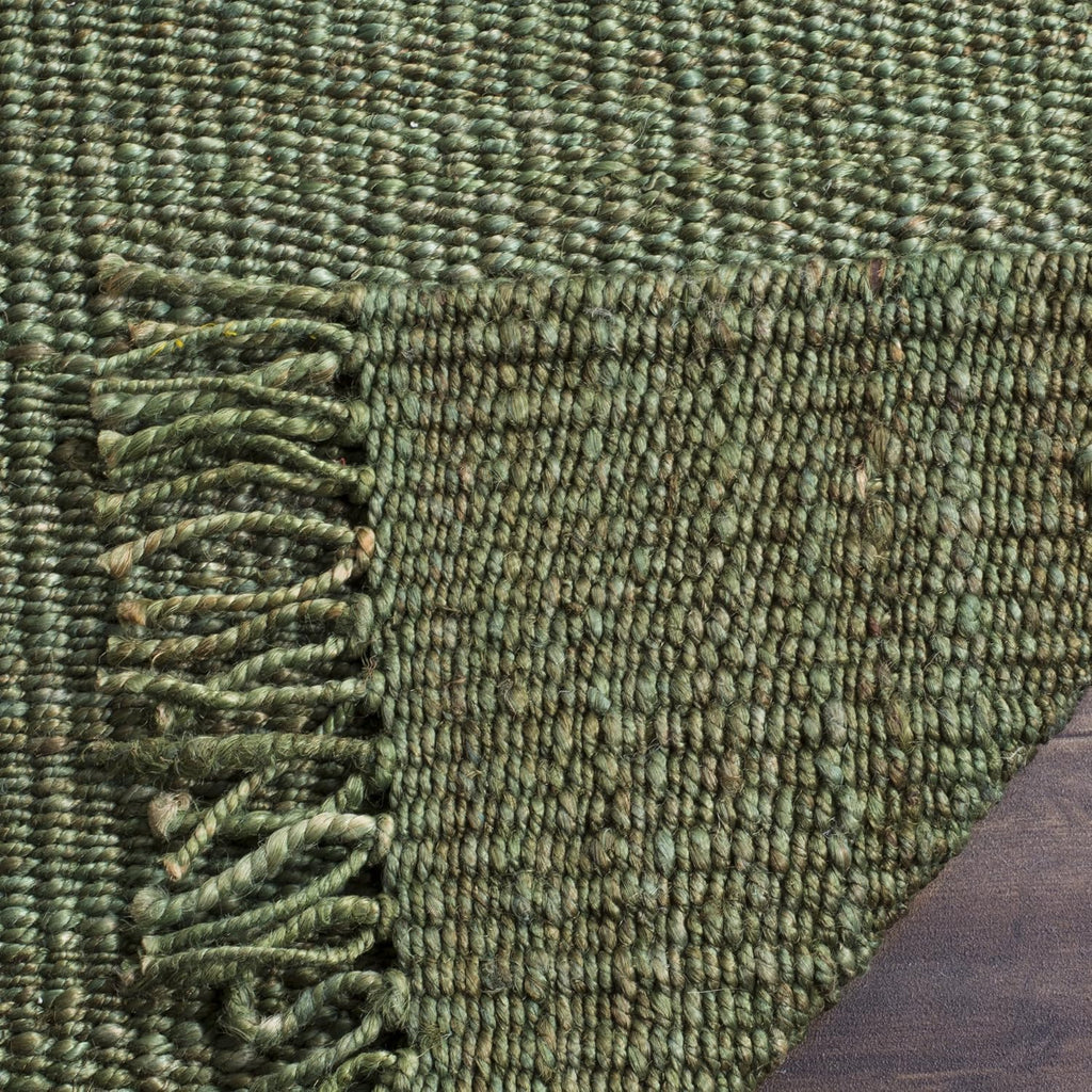 Natural Fiber Collection Area Rug - 4' Square, Green, Handmade Boho Fringe Woven Jute, Ideal for High Traffic Areas