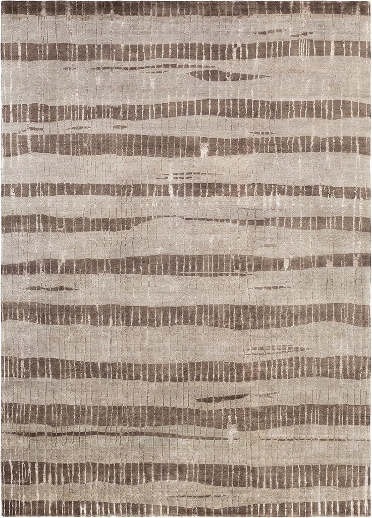 Mendelssohn Wool Area Rug - Striped Abstract Distressed Faded Broken - Contemporary Modern Mid-Century Minimalist