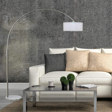 Greens Stars Sophia Adjustable 81-Inch Arc Floor Lamp Shade and White Marble Base