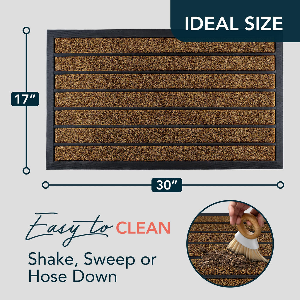 Extra Durable Door Mat Outside Entrance (30" x 17", Bright Brown)