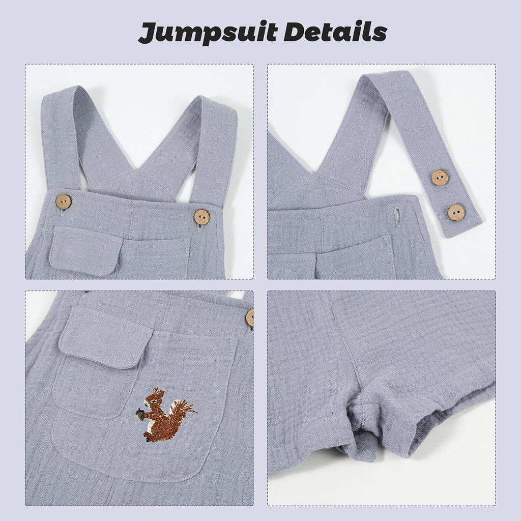 Baby Boy Short Overalls Cotton Gauze Shortall