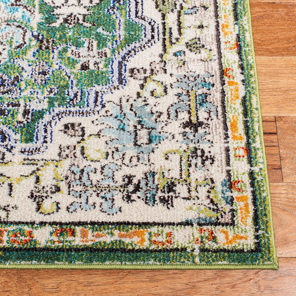 Madison X-Large Area Rug - 12' x 15', Green & Turquoise, Medallion Distressed Design, Non-Shedding & Easy Care