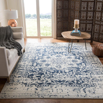 Madison Square Rug 4', Cream & Navy MAD603D