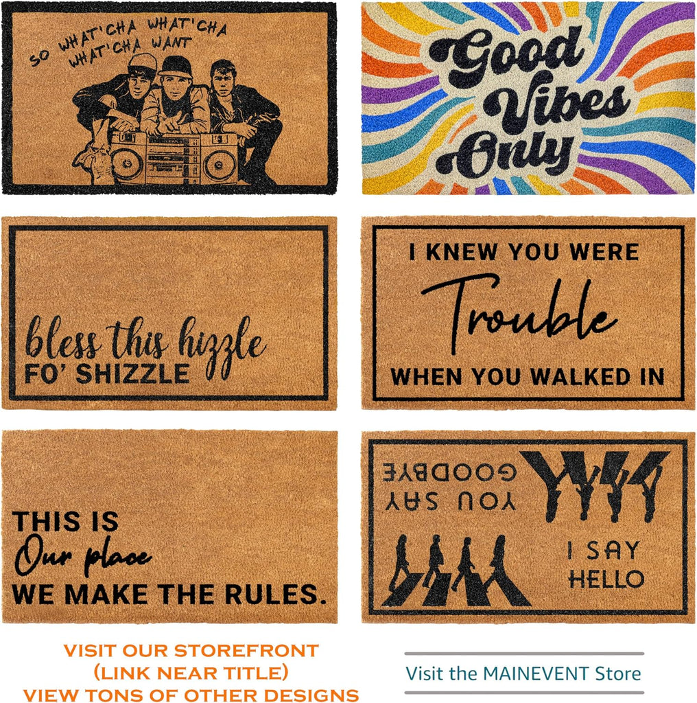 I Knew Your Were Trouble When You Walked In Door Mat 30x17 Inch Coir | Funny Home Decor, Fan-Inspired Design, Pop