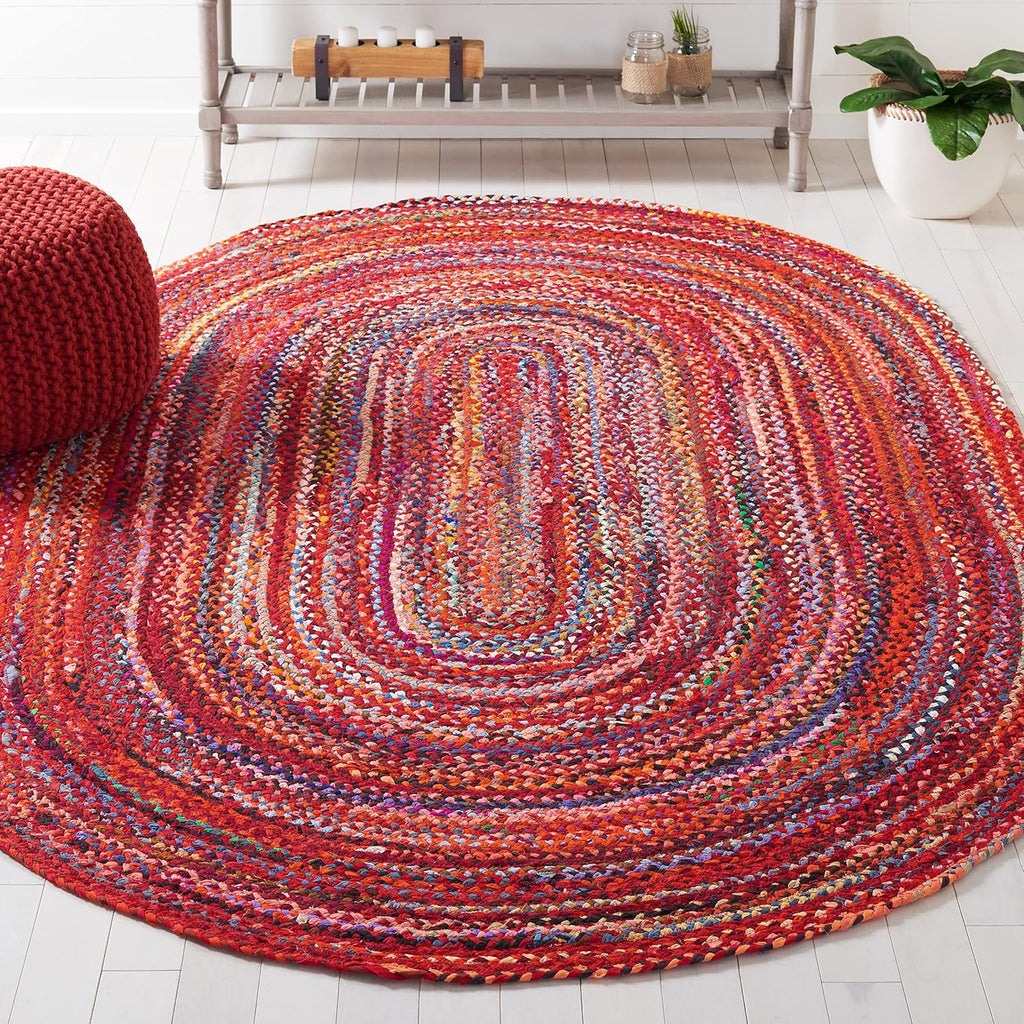 Braided Cotton Oval Rug 6'x9', Farmhouse Rust & Multi BRD452P
