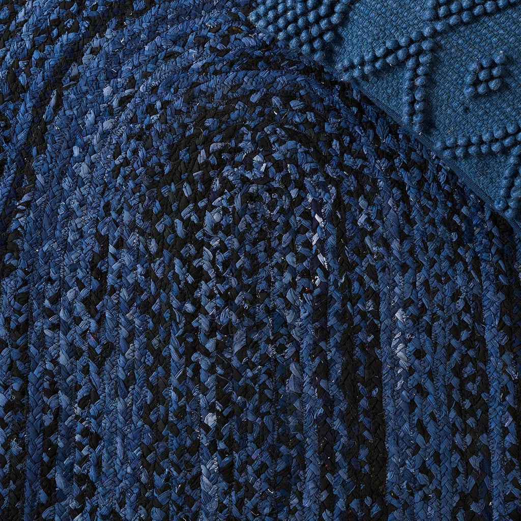 Braided Oval Rug 6x8, Navy & Black BRD452N