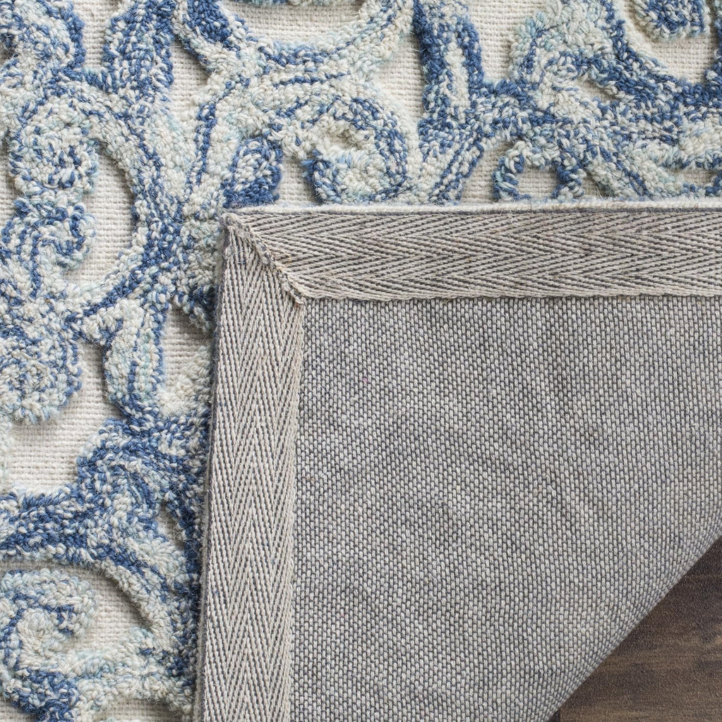 X Area Rug - 9' x 12', Blue & Ivory, Handmade Wool
