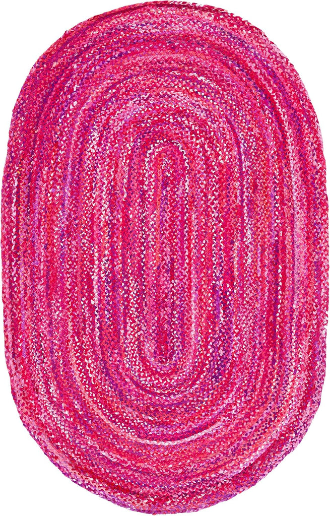 Braided Oval Rug 6x8, Pink & Fuchsia BRD452U