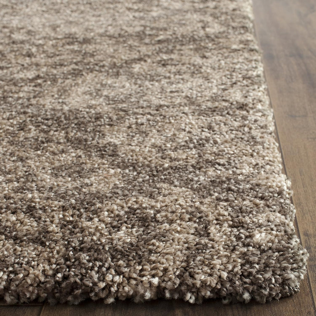 Florida Shag Collection Area Rug - 6'7" Square, Smoke & Beige, Damask Design, Non-Shedding & Easy Care, 1.2-inch