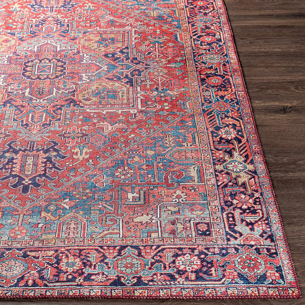 Ronneby Living Room, Bedroom Area Rug - Medallion Floral Geometric Border Diamond - Traditional Oriental Transitional