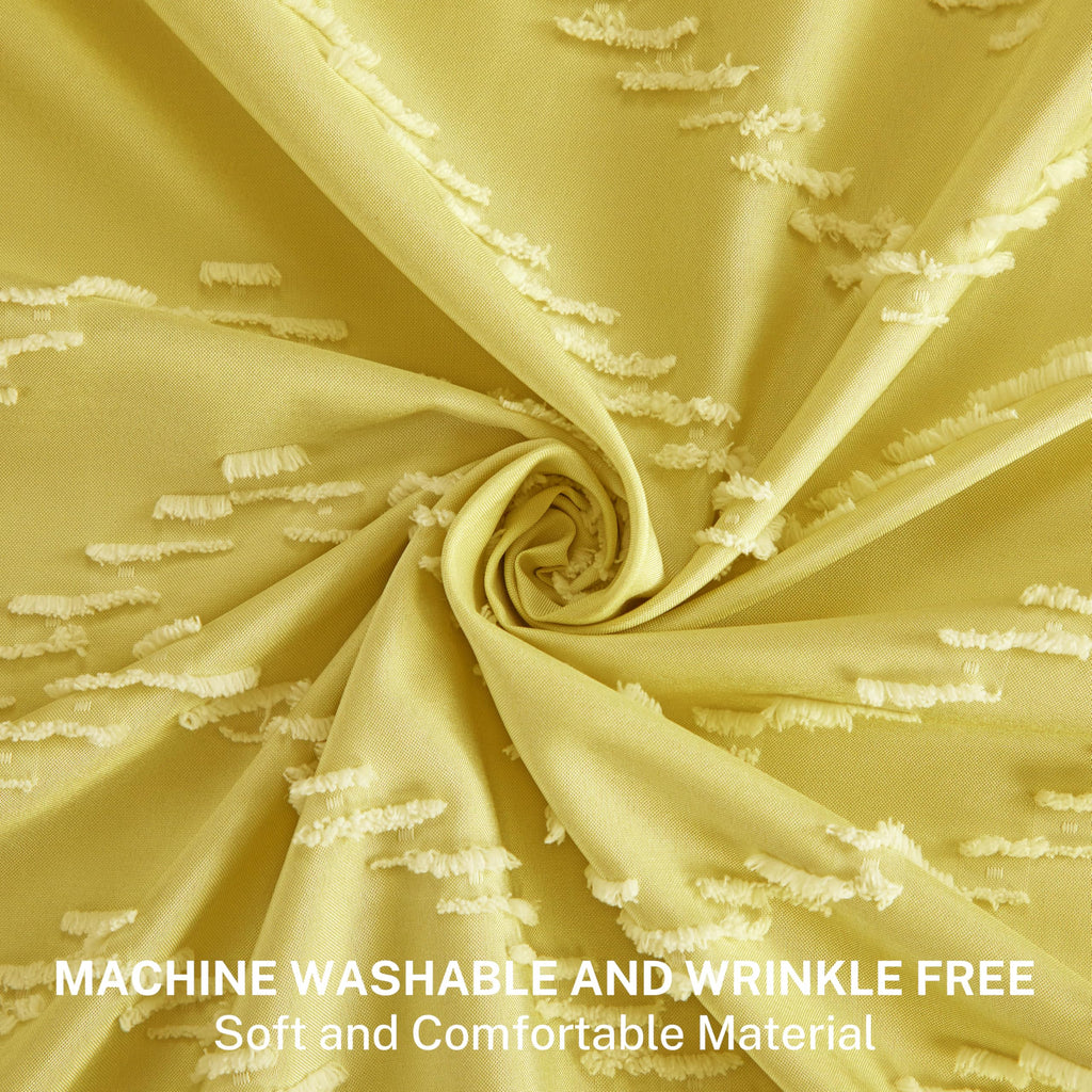 Yellow Boho with White Tassel - 72 x 72 Modern Farmhouse Textured Tufted Chevron Striped Minimalist Bathroom