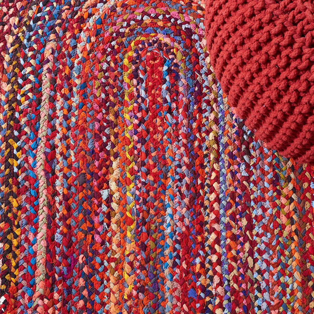 Braided Oval Rug 6x8, Rust & Multi BRD452P