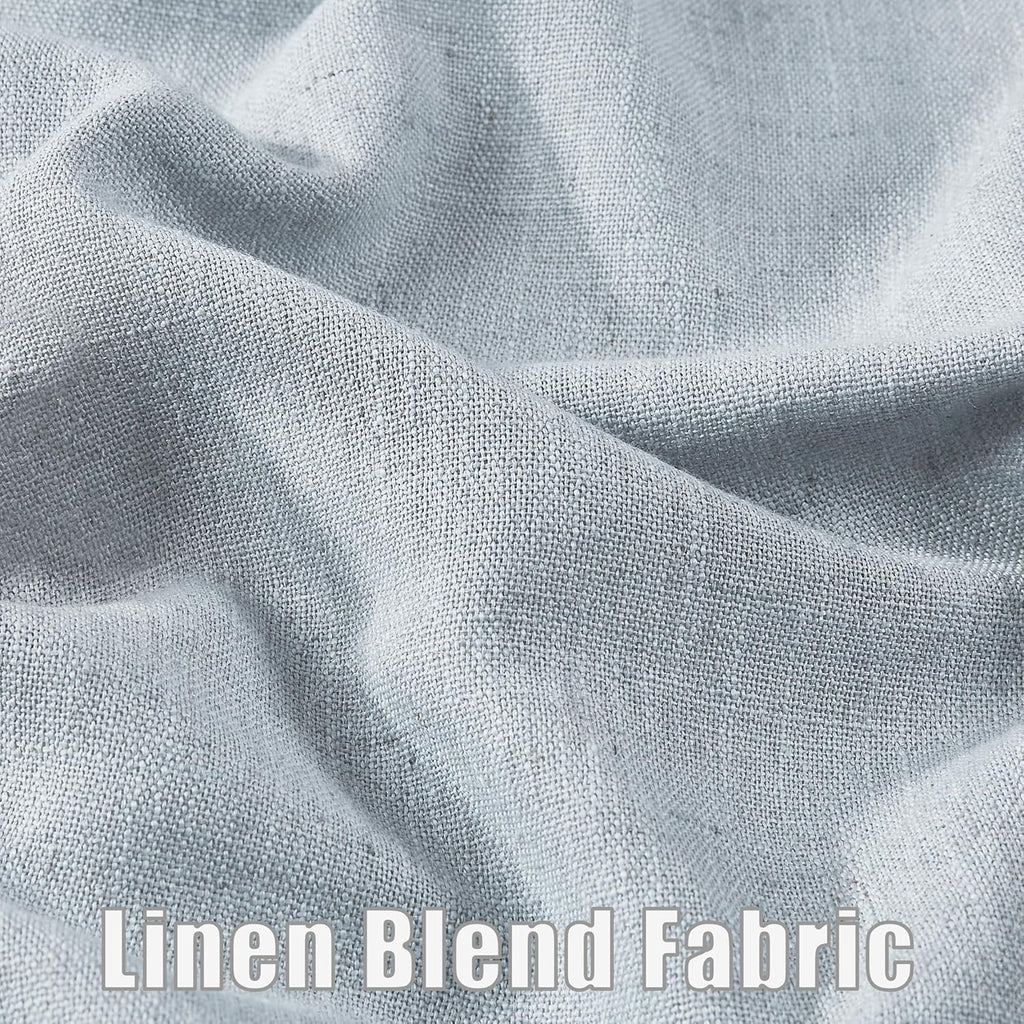 Blue Gray Pinch Pleated Full Blackout Curtains, Linen Blend Room Darkening Thermal Insulated Soundproof Drapes, 84