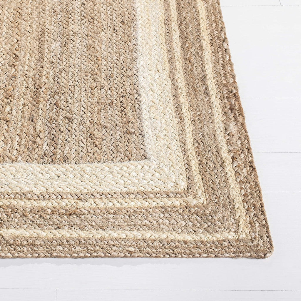 Natural Fiber Collection Area Rug - 6' x 9', Ivory & Natural, Handmade Border Farmhouse Jute, Ideal for High Traffic