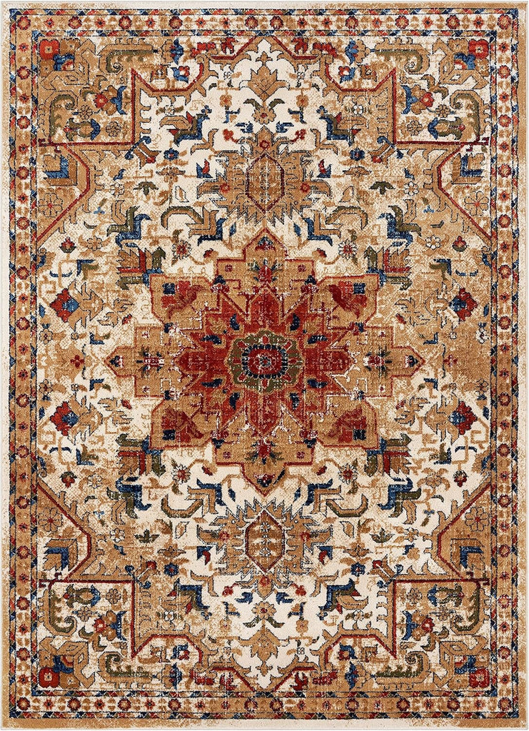 Geometric Southwestern Area Rug, Ivory 8x10
