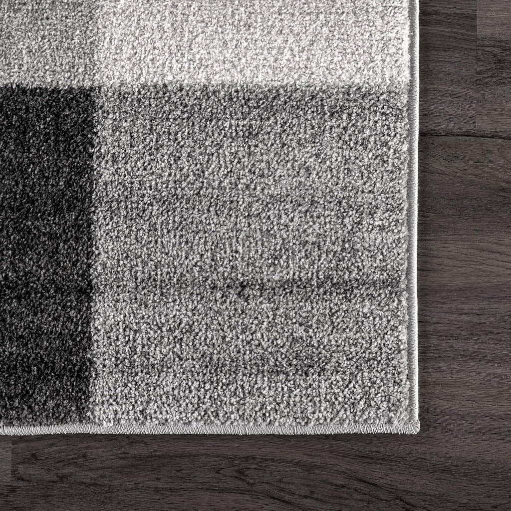 Aisha Grey Plaid Power Loomed Area Rug