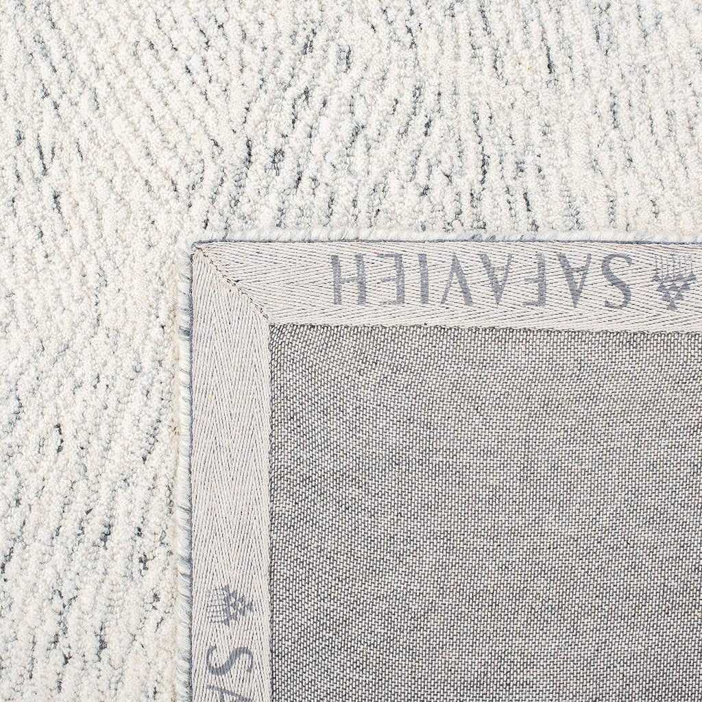 Metro 8' x 10' Dark GreyIvory Handmade Premium Wool Dining Area Rug