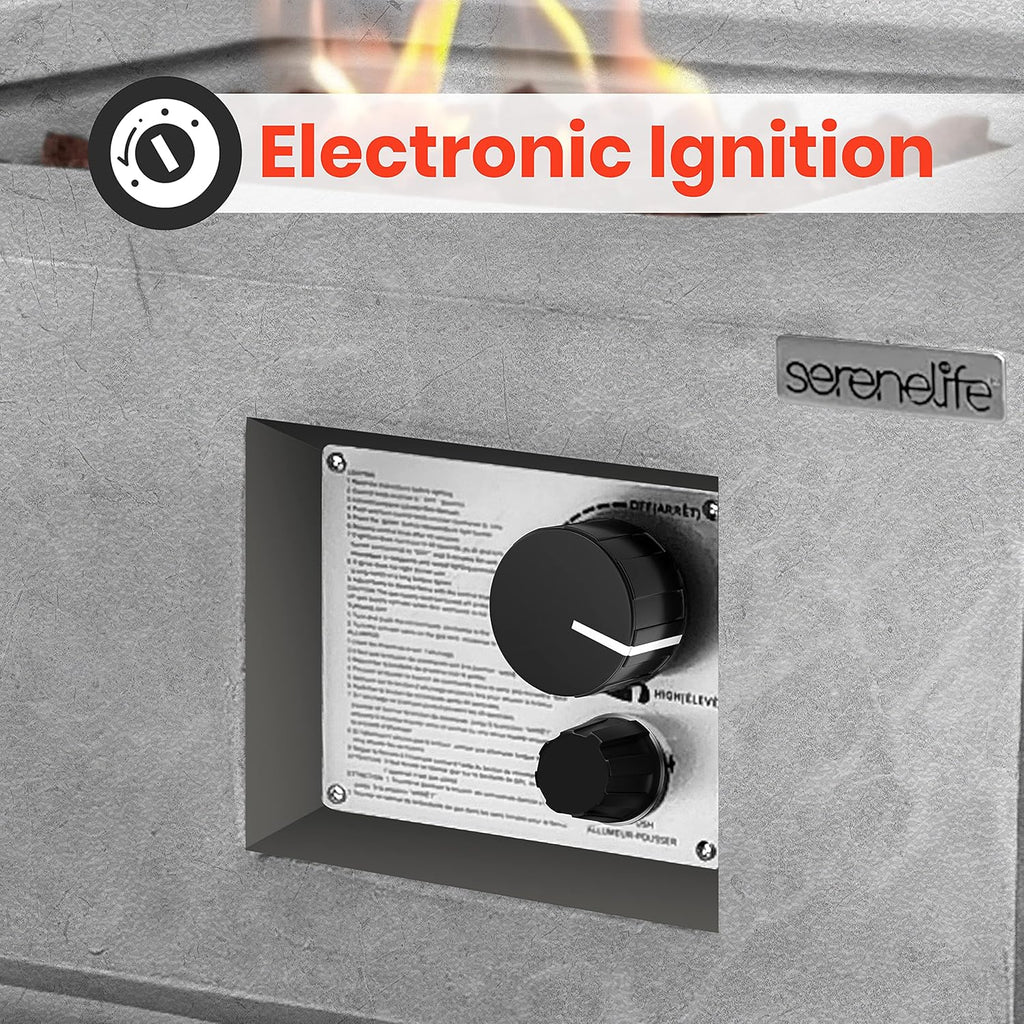 Outdoor Propane Fire Pit Table - CSA/ETL Certified Safe 40,000 Pulse Ignition Weatherproof Square Propane Gas Fire