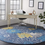 Home Passion Blue 8' x Round Area Rug - Easy Clean, Non Shedding, Bed Room, Living Room, Dining Room