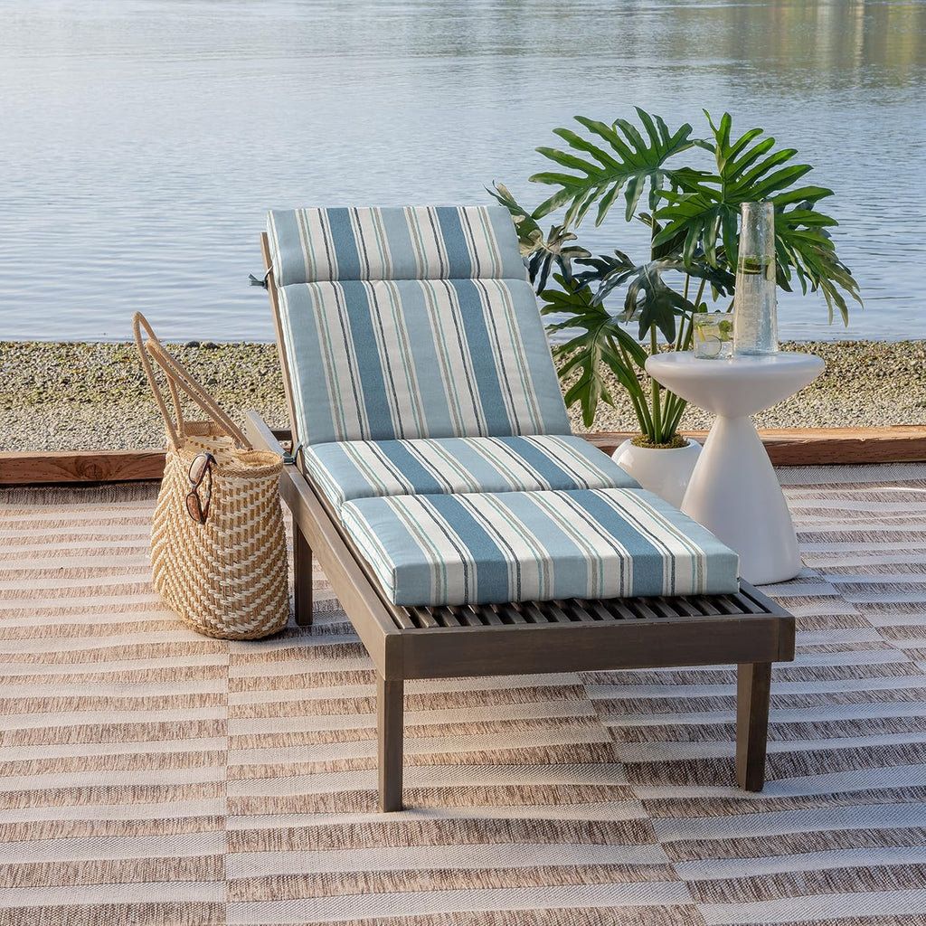 Outdoor Chaise Cushion, 21 in x 72 in, Weather-Proof, Rain-Proof, Fade Resistant Patio Cushion for Chaise Lounger