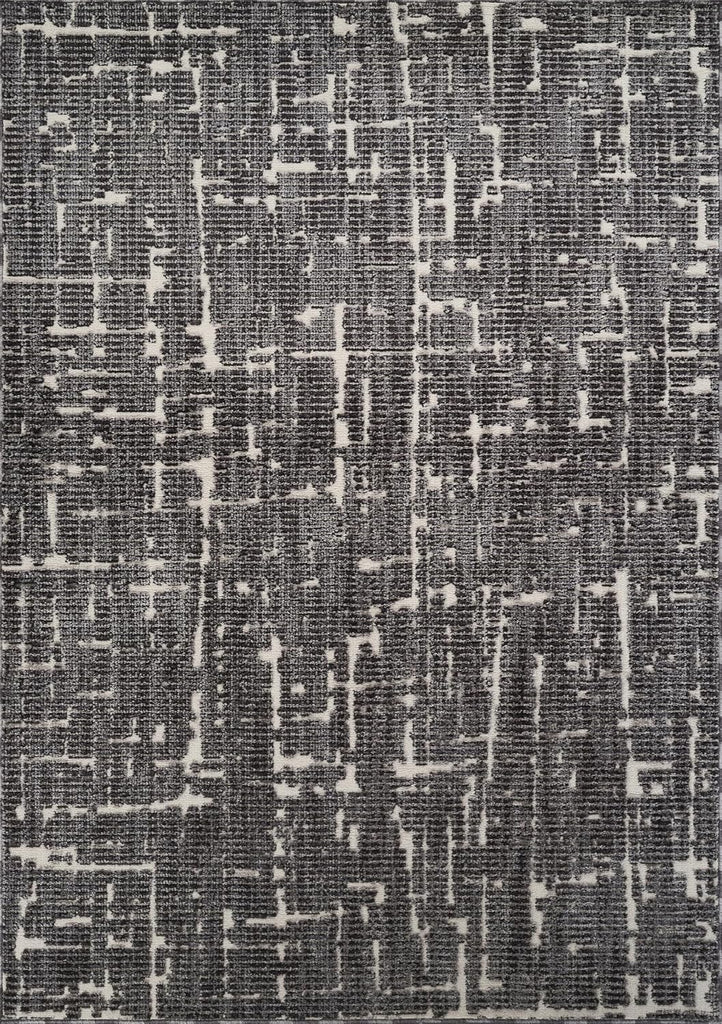 Black Area Rug - - Burke Collection - Abstract Striped Pattern - Easy to Clean - Durable, or Office, Pet &