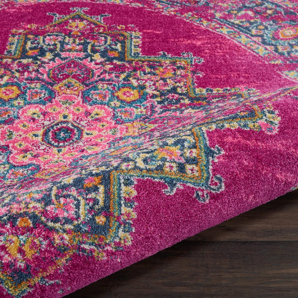 Home Passion Fuchsia 8' x Round Area Rug - Easy Clean, Non Shedding, Bed Room, Living Room, Dining R