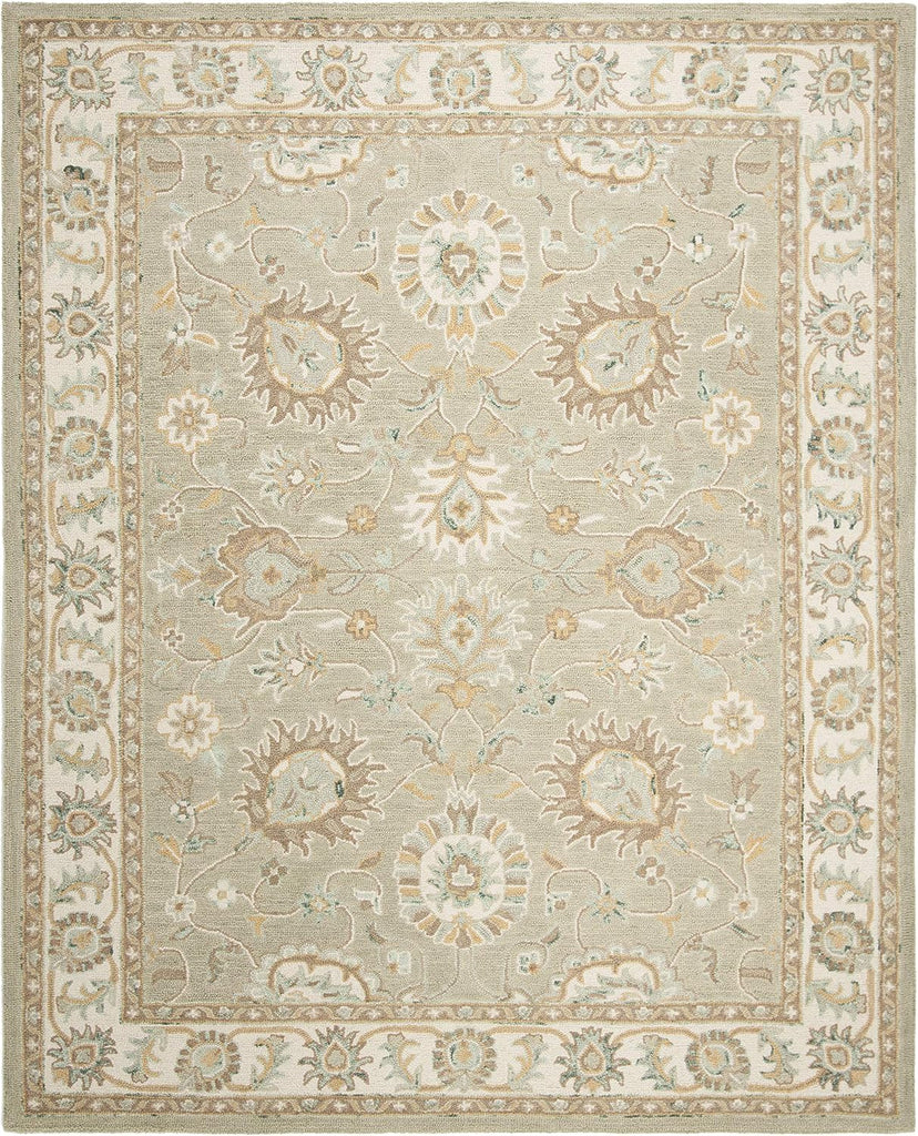 Blossom 8' x 10' Sage / Ivory Handmade Premium Wool Area Rug