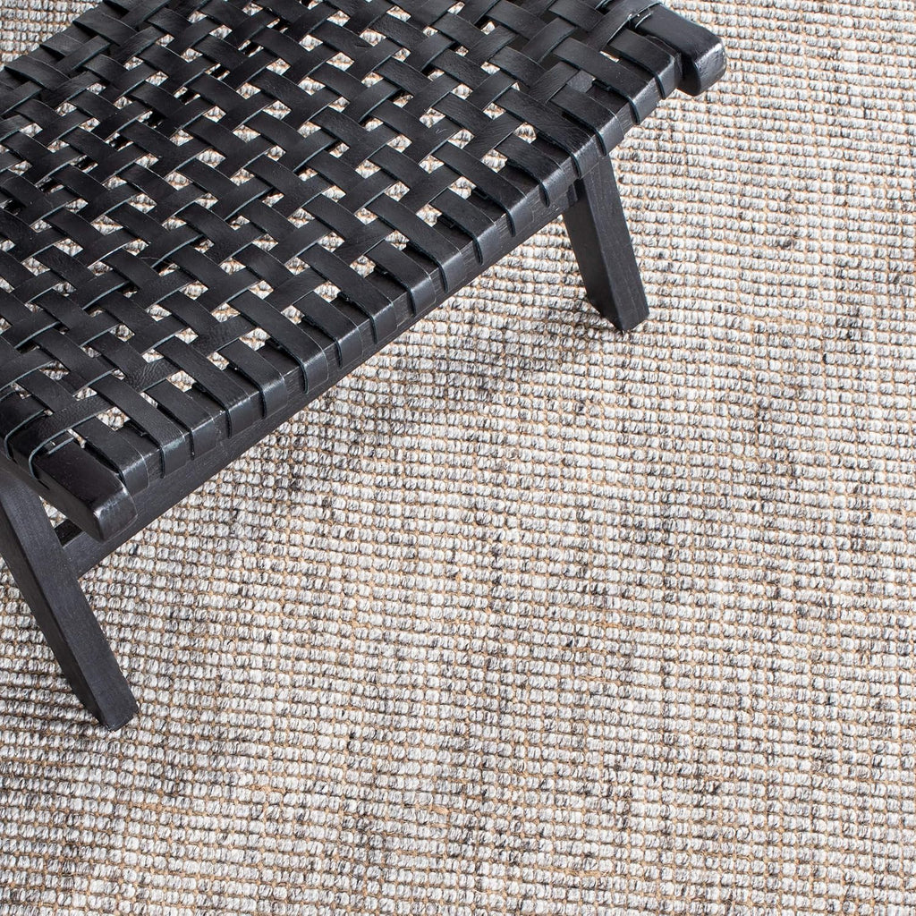 Area Rug 8x10 - Natural Fiber Collection - Large - Grey & Natural, Handmade Woven Jute, Fringe Detail, Ideal , Dining