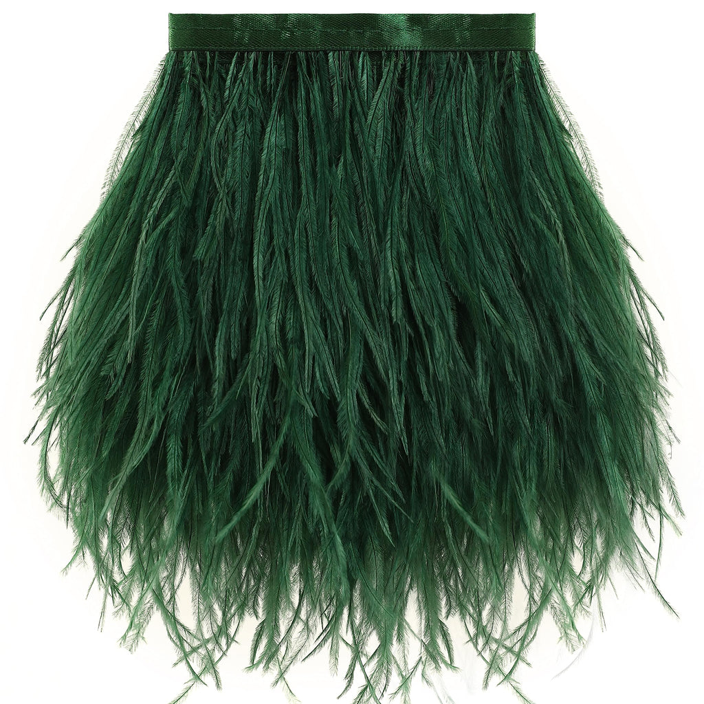 4-5inch Blackish Green Ostrich Feather Trim for Sewing,2Yards