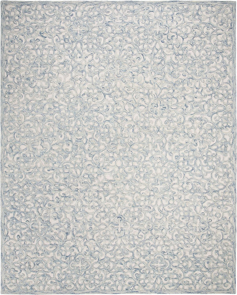 Trace Area Rug - 9' x 12', Blue & Ivory, Handmade Wool