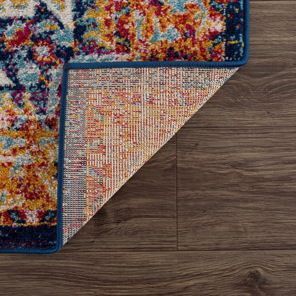 Istanbul Collection Medallion Large Area Rug Bedroom - Traditional Oriental Style - Vintage Distressed - Blue