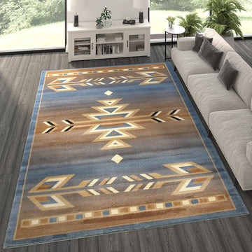 Southwest 8'x10' Native American Area Rug in Blue