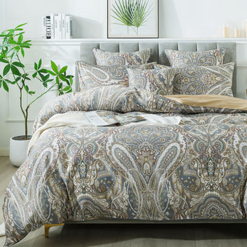 Paisley Duvet Cover Set Classic Boho Paisley Bedding Bohemian Paisley Quilt Cover 800 Thread Count 100% Egyptian