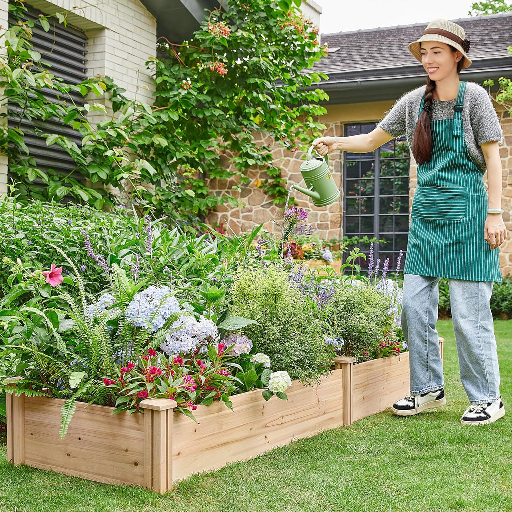 Raised Garden Bed Wooden Planter Box for Vegetables/Flowers, Wood | Fir wood raised bed offers easy assembly, and a