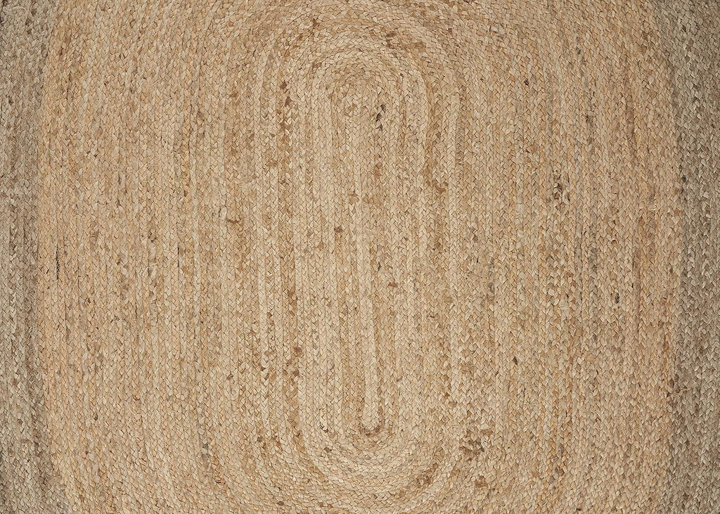 LR Home Natural Jute 7x9 Oval Area Rug Decor | Braided Rugs, Playroom | Bohemian Farmhouse Indoor Rug for Room Decor