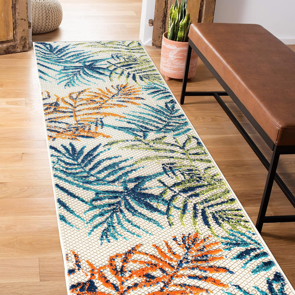 Palm Bahama Indoor/Outdoor Floral Patio Runner Rug Multi