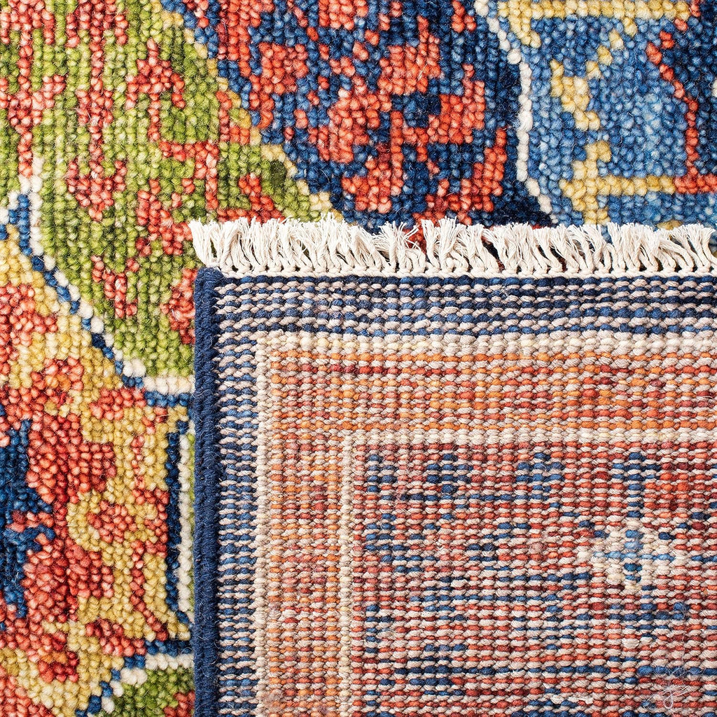 Samarkand 8' x 10' Red/Blue Hand-Knotted Traditional Oriental Medallion Premium Wool Dining Area Rug