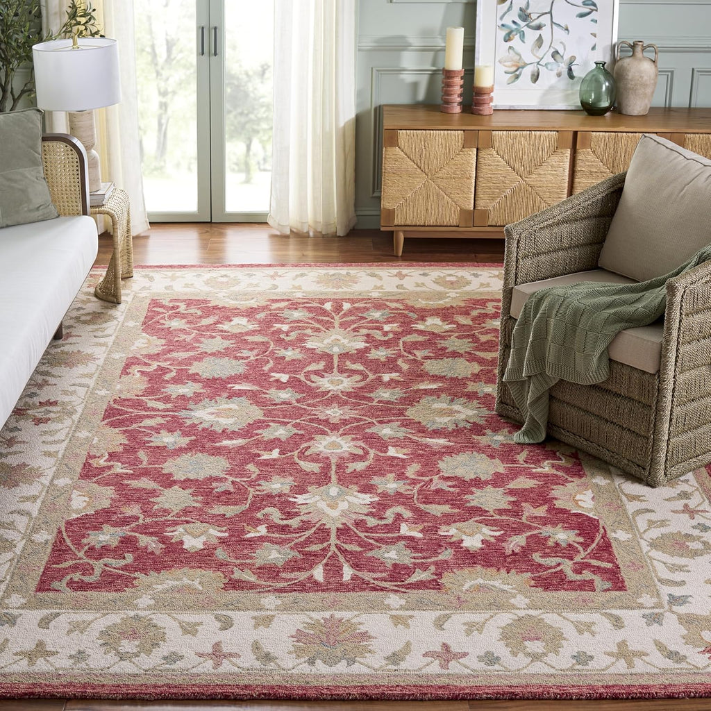 Area Rug 8x10 - Heritage - Large - Red & Ivory, Handmade Wool