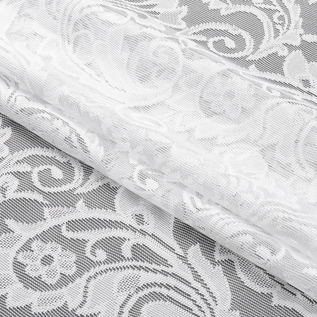 White Lace Curtain 216 inches Long Bedroom Vintage Floral Extra Long Window Scarf Valance 1 Panel 52" Wx216 L