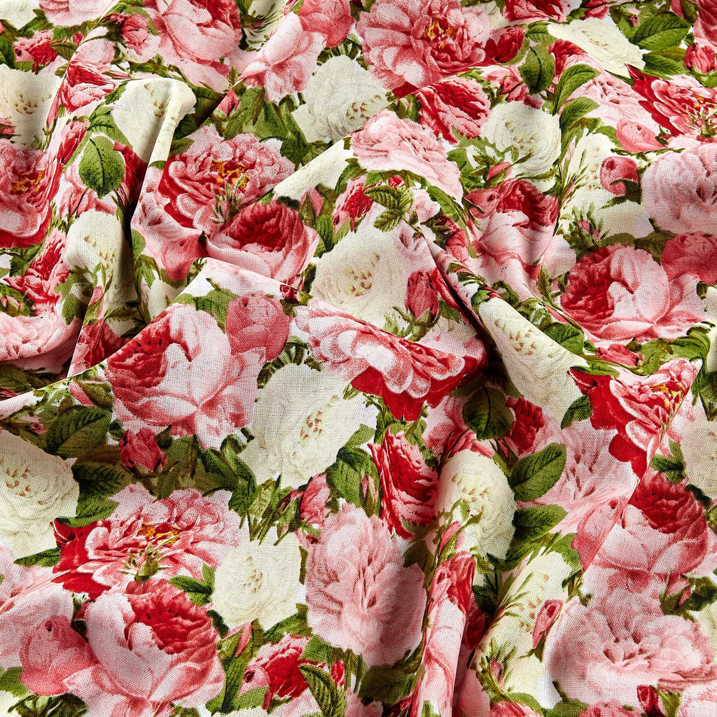 Vintage Rose Bouquet Multi Fabric Fabric by the Yard