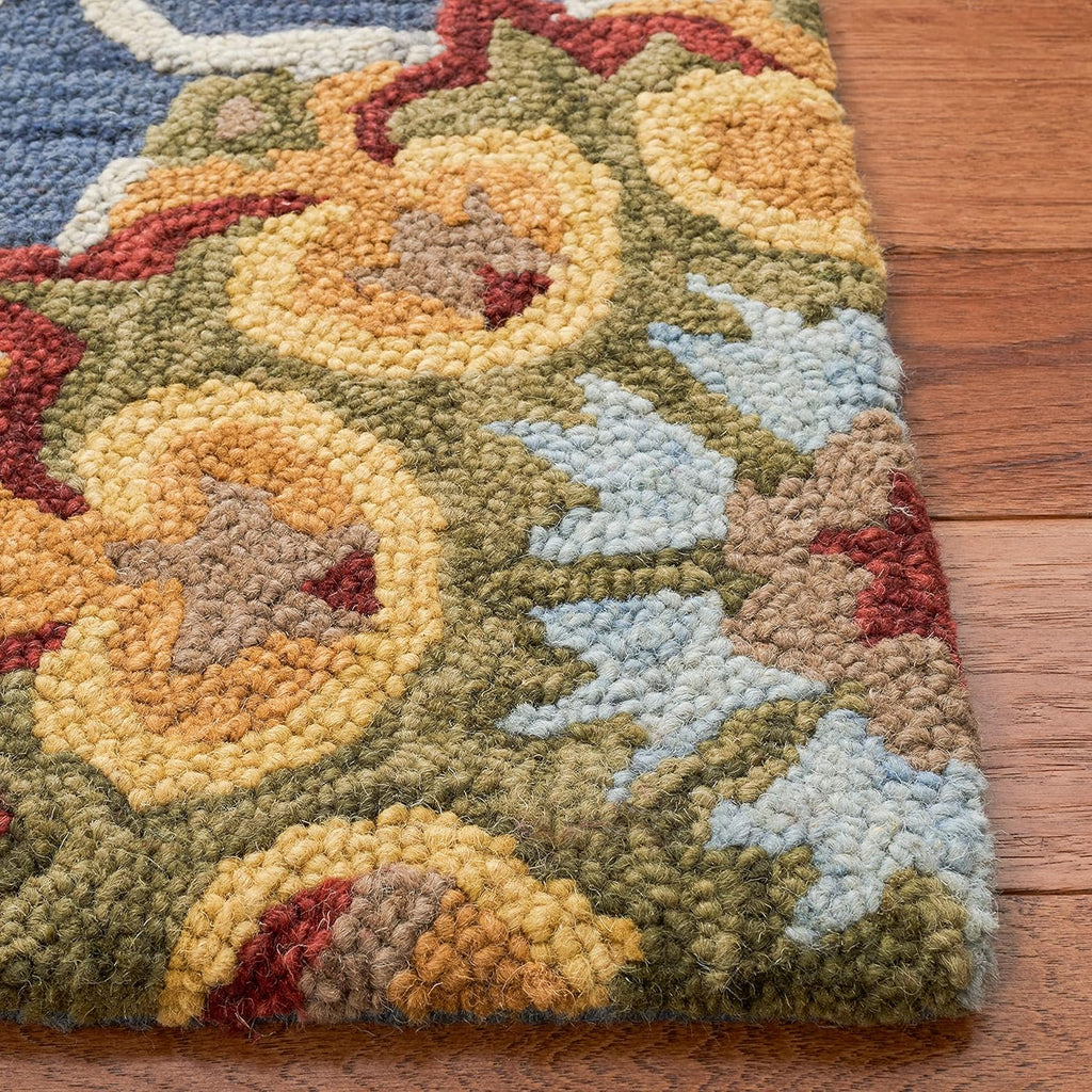 Area Rug 8x10 - Blossom - Large - Navy & Multi, Handmade Wool