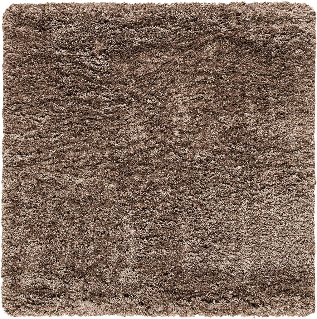 Polar Shag Collection Area Rug - 3' Square, Mushroom, Solid Glam Design, Non-Shedding & Easy Care, 3-inch Thick Ideal