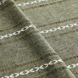 Hemstitched Embroidery Striped Boho Tablecloth 54x70 Inch Olive, Heavy Weight Farmhouse Burlap Linen