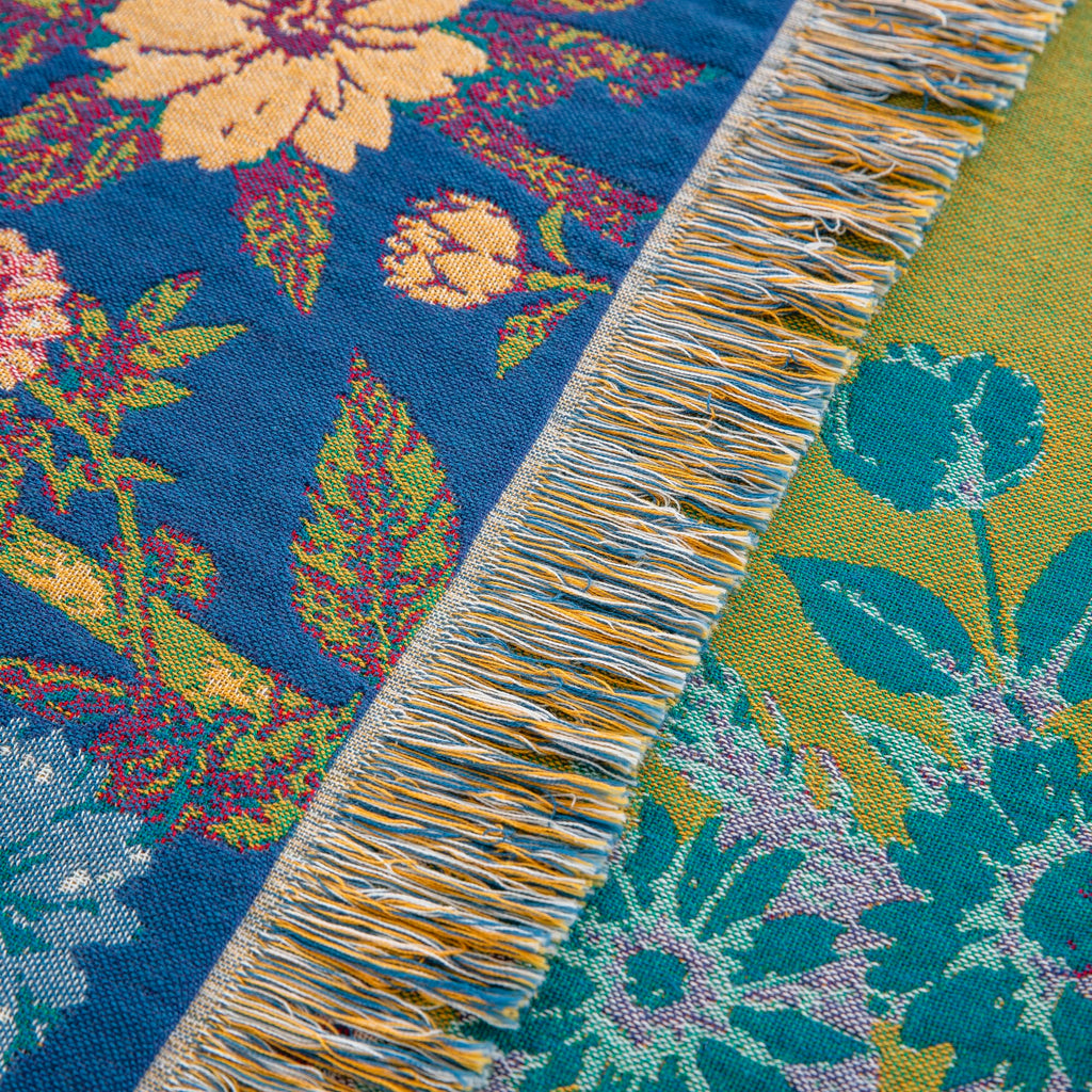 90"x98" Bohemian Floral Muslin Blanket Throw Blue Birds Gauze Quilt Bedspread Farmhouse Rustic Vintage Cottage Woven