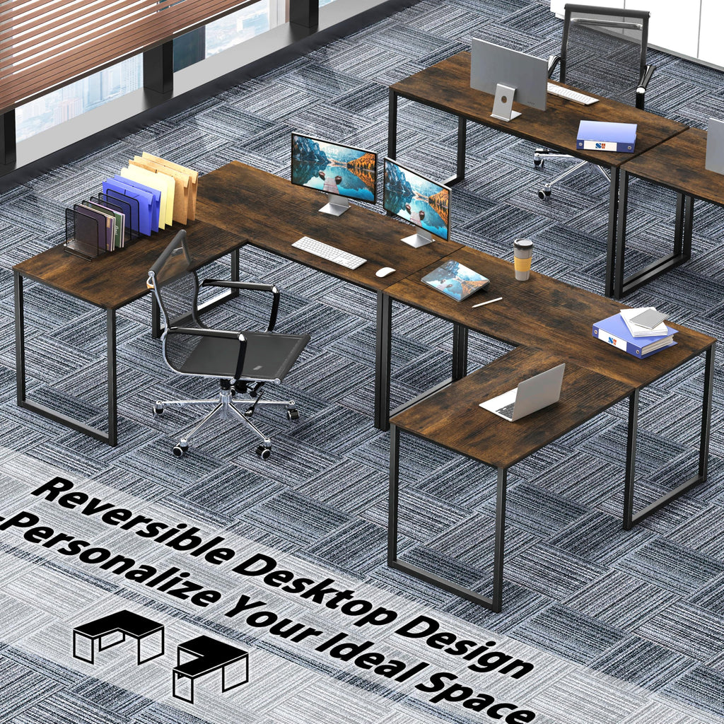 Mission 48 x 48 L-Shape Home Office Computer Desk, Rustic Brown