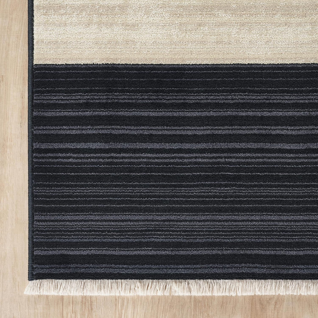 Austin Collection Navy Area Rug - - Block Checkered Pattern, Non-Shedding - Easy to Clean, Durable s, Dining
